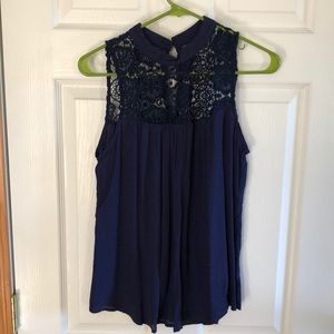 Navy Blue Lace Top
